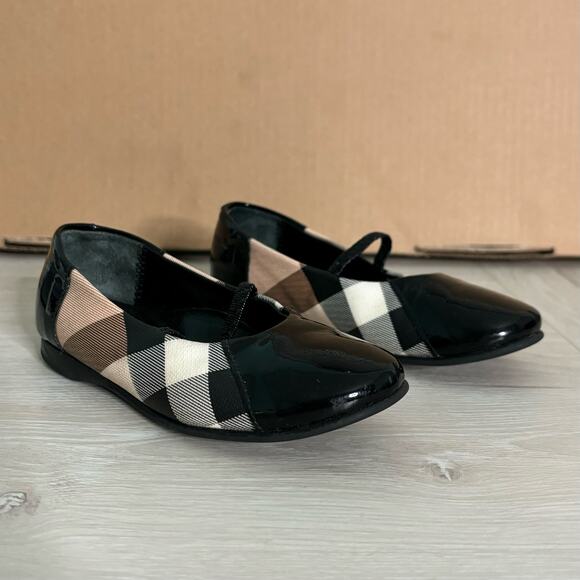Burberry Other - Burberry Misha Ballerina Scrunch Ballet Flats Nova Check Canvas Leather Kid's 27